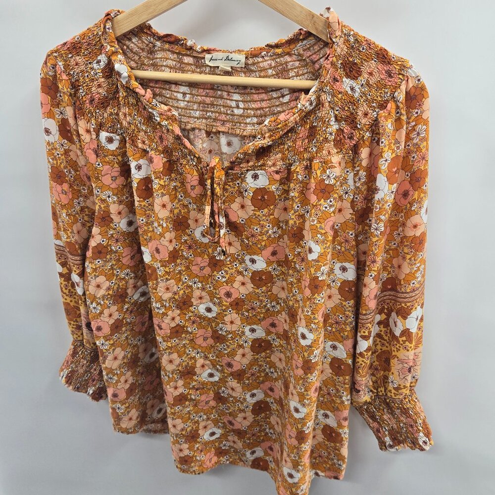 Jane And Delancey Long Sleeved Mixed Floral Blouse Size Medium